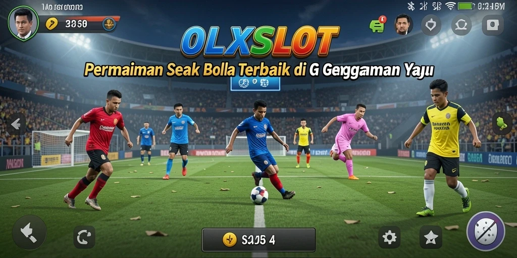 Tampilan gameplay seru dalam OLXSLOT menampilkan aksi sepak bola yang mendebarkan.