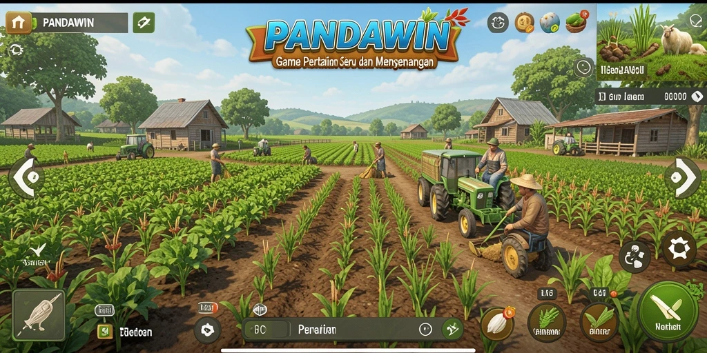 Gameplay pertanian yang seru dan interaktif dari PANDAWIN.