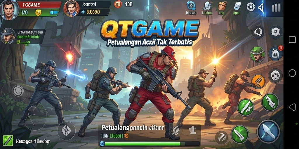Tampilan seru aksi gameplay QTGAME yang mendebarkan.
